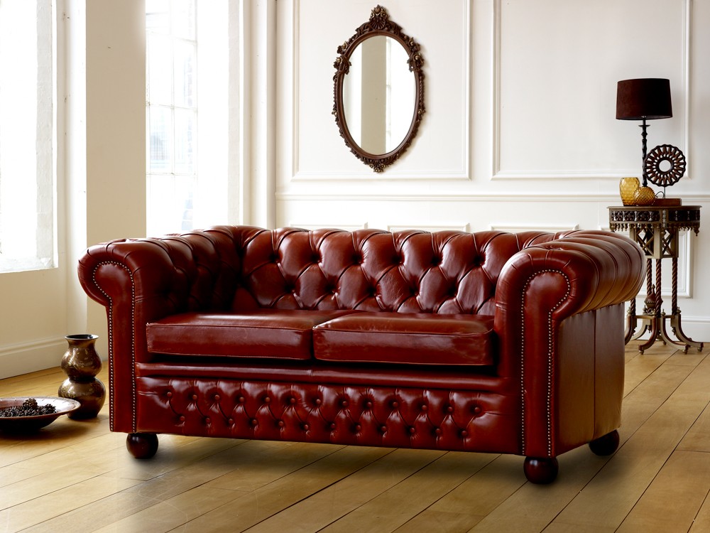 leather chesterfield sofa in living room